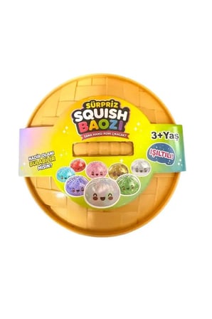 Baozı Squishy Dumpling Sürpriz Paket Renkli Simli Çin Mantısı Sukuşi Kutulu Büyük Boy 10x10 cm
