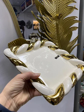 Gebo Gold Detaylı Kare Tabak 28*28*4
