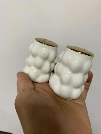 Üzüm Kabartma Desen Gold Detaylı 2li Tuzluk