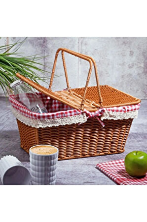 Sentetik Rattan Piknik Sepeti 26x40x17cm