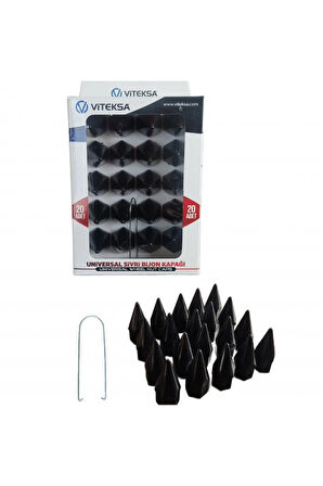 Viteksa Bijon Kapağı Sivri 19mm Siyah 20li Set