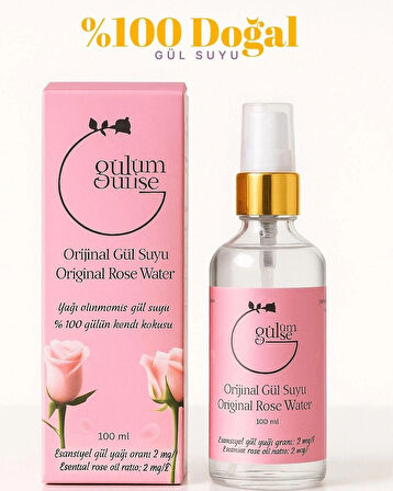 Gulumse Gül Suyu Tonik Cam Şişe 100 ml %100 Saf ve Doğal Sprey Başlıklı (Rose Water)