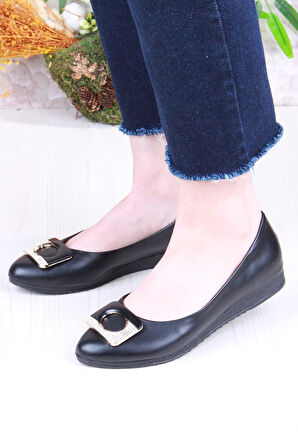 Fort 6076 Zeyn Cilt Tokalı Detaylı Yumuşak Rahat Kadın Babet