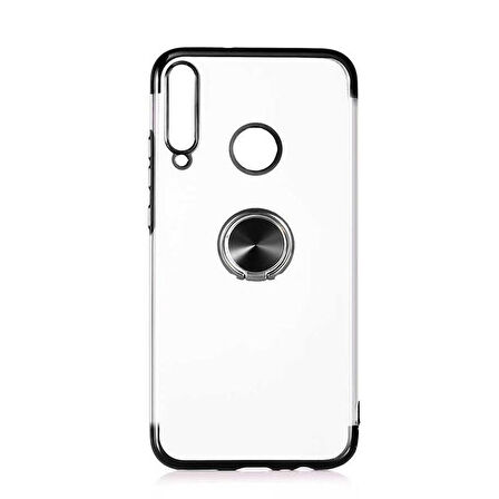 Huawei P40 Lite E Kılıf Kenarları Renkli Yüzüklü Manyetik Silikon