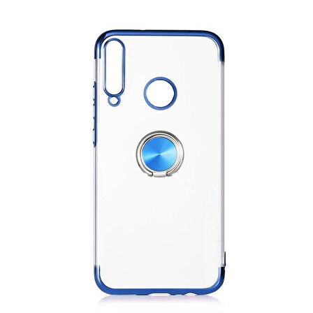 Huawei P40 Lite E Kılıf Kenarları Renkli Yüzüklü Manyetik Silikon