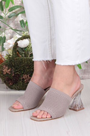 Fort 6396 Dantel Örgülü Şeffaf Topuklu Kadın Terlik