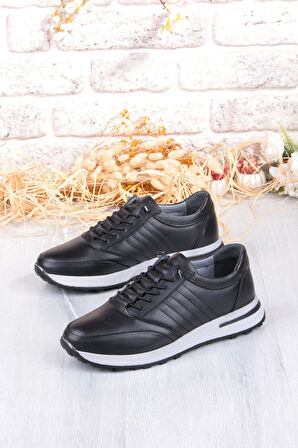 Mehmet Mete 42820 Face Hafif Rahat Lastik Bağcıklı Hakiki Deri Erkek Ayakkabı