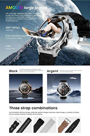 Kalobee Sk43 Akıllı saat Ultra kaliteli 3 kordonlu Amoled Ekran/Sesli görüşme/48mm Kasa/750mAh Pil