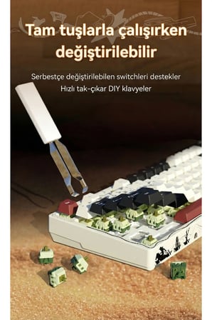 Ak35iV4 Tam Boy Mekanik Oyuncu Klavyesi-TFT Ekran-10.000 Mah Batarya-Özel Temalı Tasarım