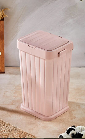 Dekoratif Kapak Kirli Çamaşır Sepeti 40lt Boyut Pembe