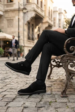 Fort 67038 Siyah Süet Damat Ayakkabısı Takım Ayakkabısı Erkek Ayakkabı