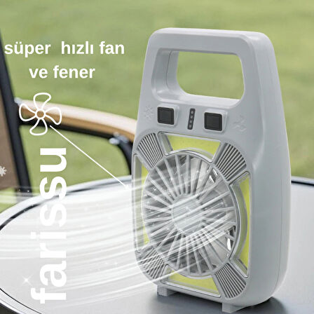 Gold Silver GS-265 Şarjlı Fanlı Işık – 10W Güç | Type-C Şarj | LED Işık + Fan | Su Geçirmez Tasarım