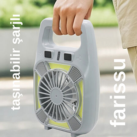 Gold Silver GS-265 Şarjlı Fanlı Işık – 10W Güç | Type-C Şarj | LED Işık + Fan | Su Geçirmez Tasarım