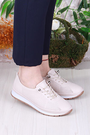 Fort 701-5 Anatomik Rahat Lazer Baskılı Lastik Bağcıklı Kadın Ayakkabı