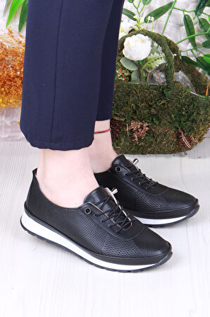 Fort 701-5 Anatomik Rahat Lazer Baskılı Lastik Bağcıklı Kadın Ayakkabı