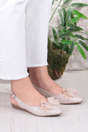 Fort 7030 Ceyn Taş Fiyank Detaylı Arkası Açık Kadın Babet