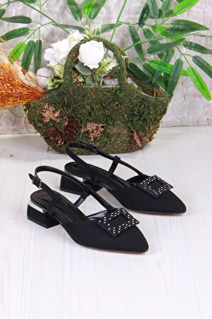 Fort 077-2058 Fls Saten Toka Detaylı Alçak Topuk Arkası Açık Önü Kapalı Kadın Ayakkabı