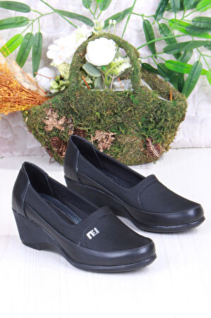 Fort Nfx 42017 Siyah Hafif Rahat Dolgu Taban Şık Kadın Günlük Ayakkabı