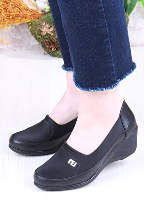 Fort Nfx 42017 Siyah Hafif Rahat Dolgu Taban Şık Kadın Günlük Ayakkabı