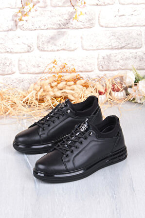 Mehmet Mete 42469 Rahat Hakiki Deri Lastik Bağcıklı Sneaker Erkek Ayakkabı