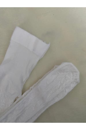 Beyaz Rengi Kız Çocuk Pamuklu Desenli Karina 180 Den Külotlu Çorap ( KİDS KİLOTLU ÇORAP )