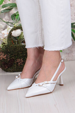 Fort 2105 Ceyn Rugan Çift Toka Detaylı Arkası Açık Topuklu Kadın Ayakkabı