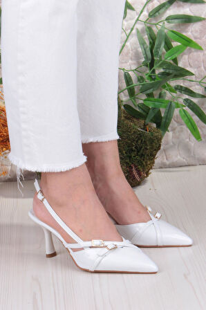 Fort 2105 Ceyn Rugan Çift Toka Detaylı Arkası Açık Topuklu Kadın Ayakkabı