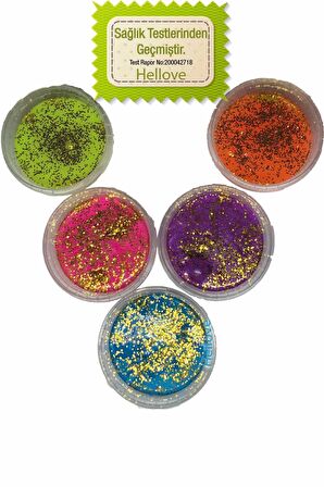 Slime Simli 5 Renk Kaliteli Fosforlu Ele Yapışmayan Pofuduk Yumuşacık Slime 5X170 Gram