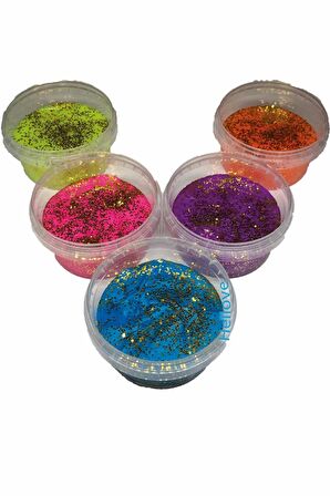 Slime Simli 5 Renk Kaliteli Fosforlu Ele Yapışmayan Pofuduk Yumuşacık Slime 5X170 Gram