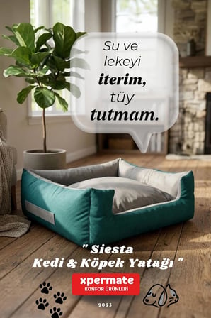 Kedi Yatağı Ve Köpek Yatağı 55X60X23 Fermuarlı Evcil Hayvan Yatağı Yuvi Siesta Yeşil