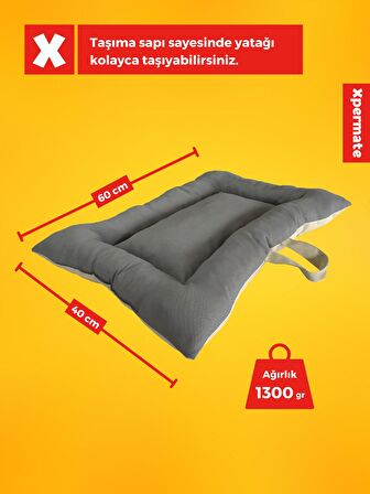 XPERMATE Comfort Köpek Yatağı, Kedi Yatağı, Tüy Tutmayan ve Su İtici Kumaş 55 x 65 cm Antrasit Bej