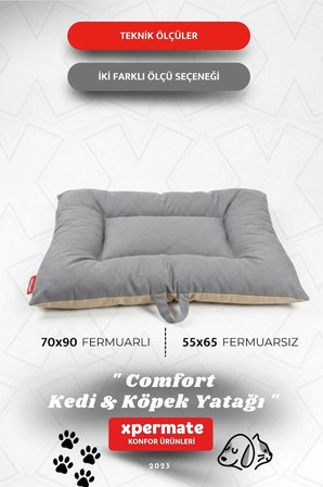XPERMATE Comfort Köpek Minderi Köpek Yatağı Kedi Yatağı ,Kılıflı, Fermuarlı,70 x 90 CM Ant-Bej