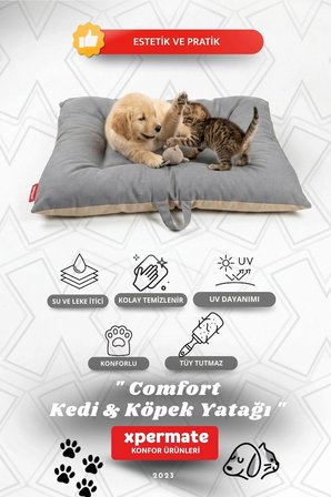 XPERMATE Comfort Köpek Minderi Köpek Yatağı Kedi Yatağı ,Kılıflı, Fermuarlı,70 x 90 CM Ant-Bej
