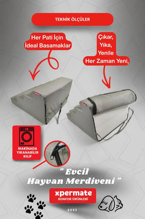 Köpek Merdiveni Kedi Merdiveni 4 Basamaklı Evcil Hayvan Merdiveni Antrasit