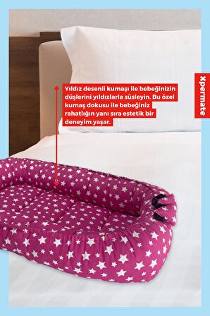 XPERMATE Babynest, Yenidoğan Bebek Yuvası, Anne Baba Yanı Yatağı - Taşınabilir Bebek Yatağı Pembe