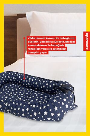 XPERMATE Babynest, Yenidoğan Bebek Yuvası, Anne Baba Yanı Yatağı - Taşınabilir Bebek Yatağı Lacivert