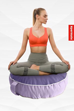 İç ve Dış Mekan Meditasyon Minderi, Su itici Kumaş, Fermuarlı Yoga Minderi UV Güneş Dayanımı 60x15 cm Mor-Lila