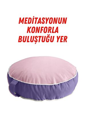 İç ve Dış Mekan Meditasyon Minderi, Su itici Kumaş, Fermuarlı Yoga Minderi UV Güneş Dayanımı 60x15 cm Lila-Pembe