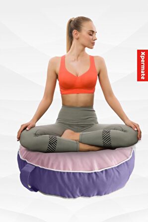 İç ve Dış Mekan Meditasyon Minderi, Su itici Kumaş, Fermuarlı Yoga Minderi UV Güneş Dayanımı 60x15 cm Lila-Pembe