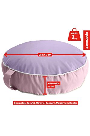 İç ve Dış Mekan Meditasyon Minderi, Su itici Kumaş, Fermuarlı Yoga Minderi UV Güneş Dayanımı 60x15 cm Lila-Pembe