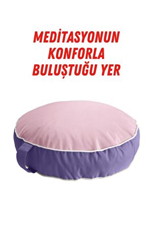 İç ve Dış Mekan Meditasyon Minderi, Su itici Kumaş, Fermuarlı Yoga Minderi UV Güneş Dayanımı 60x15 cm Pembe-Lila