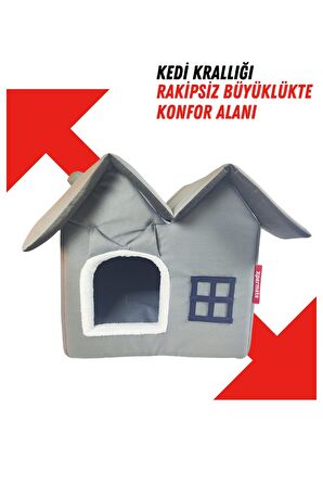 XPERMATE Pet Villa Kedi Evi Kedi Villası Kedi Kulübesi Kedi Evleri  Antrasit