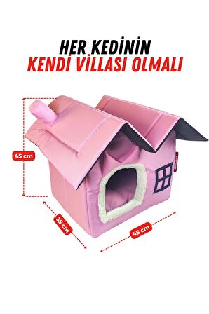 XPERMATE Pet Villa Kedi Evi Kedi Villası Kedi Kulübesi Kedi Evleri Pembe