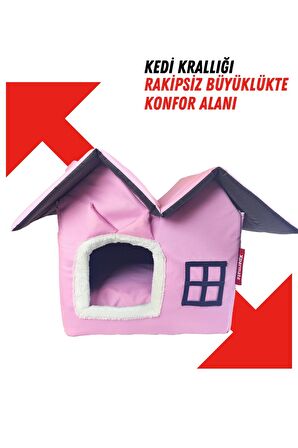 XPERMATE Pet Villa Kedi Evi Kedi Villası Kedi Kulübesi Kedi Evleri Pembe