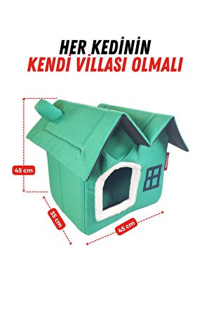 XPERMATE Pet Villa Kedi Evi Kedi Villası Kedi Kulübesi Kedi Evleri  Turkuaz