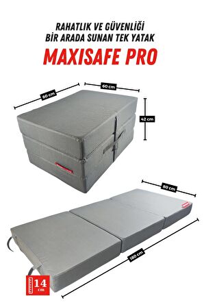 XPERMATE MaxiSafe Pro Şantiye Yatağı 80x180x14 cm Fermuarlı İşçi Yatağı Sünger Yatak Antrasit