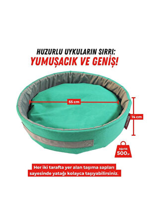 Sünger Simit Köpek Yuvası Küçük Irk Köpek Yatağı Ve Kedi Yatağı 55 Cm Turkuaz Antrasit