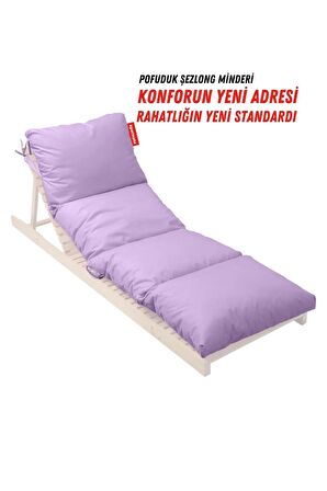 XPERMATE Pofuduk Şezlong Minderi 60x180x12Cm Su İtici,Katlanır,UV Güneş Dayanımı, Fermuar, Lila