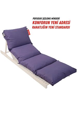 XPERMATE Pofuduk Şezlong Minderi 60x180x12Cm Su İtici,Katlanır,UV Güneş Dayanımı, Fermuar, Mor