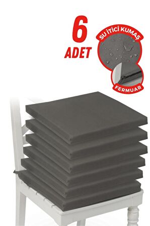 Xpermate Fermuarlı 6'lı Sandalye Minderi Su İtici Kumaş 40x40 Cm Antrasit